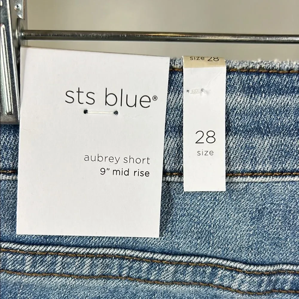 Denim Blue Frayed Hem Shorts